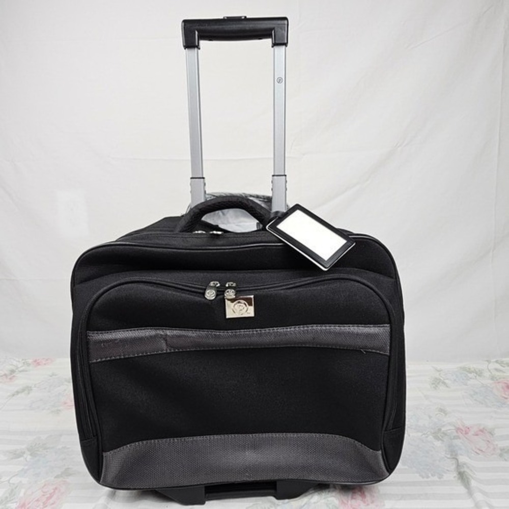 Protege Black Rolling Travel Laptop Briefcase Wheeled Luggage Carry On Bag‎